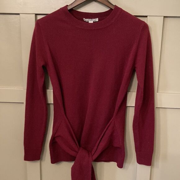 AUTUMN Cashmere Tie Front Sweater in Pinot 100% Cashmere Size Small - Picture 8 of 10
